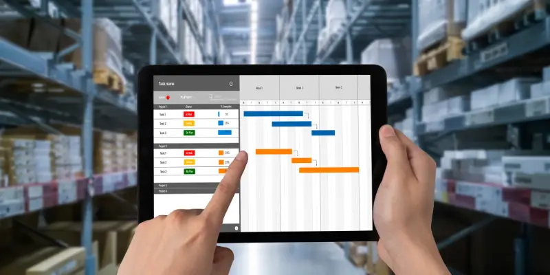 a labor using a tablet using ERP solution for wholesalers