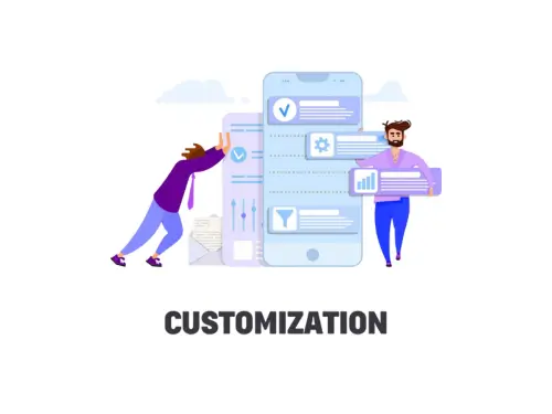 Illustration of ERP customization options being tailored to meet specific business requirements as part of an ERP.